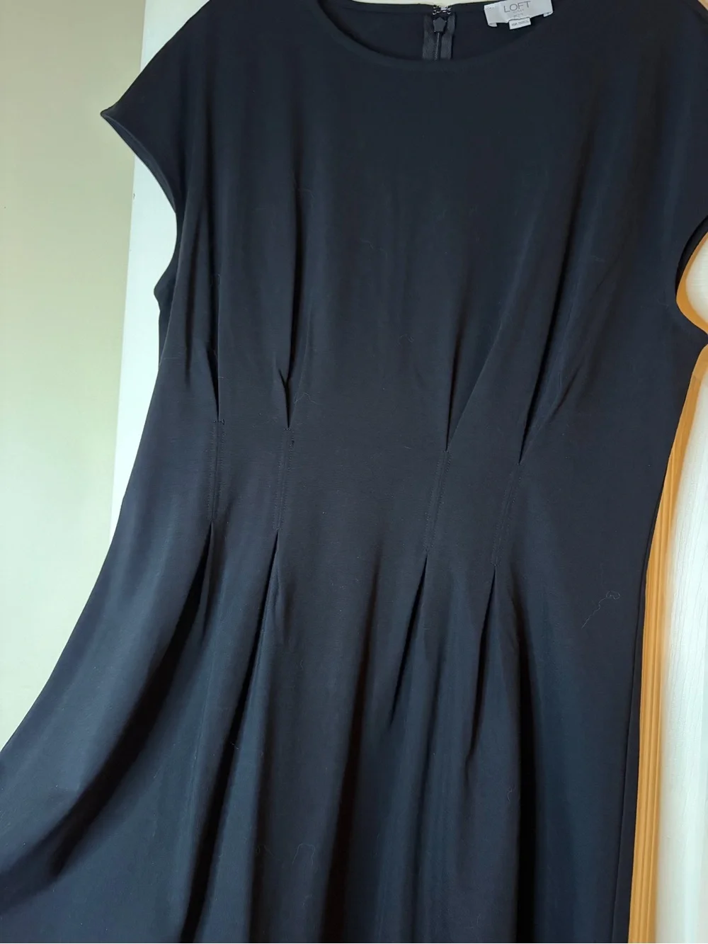 LOFT Classic Black Cap-Sleeve Fit & Flare Dress - Picture 2 of 3